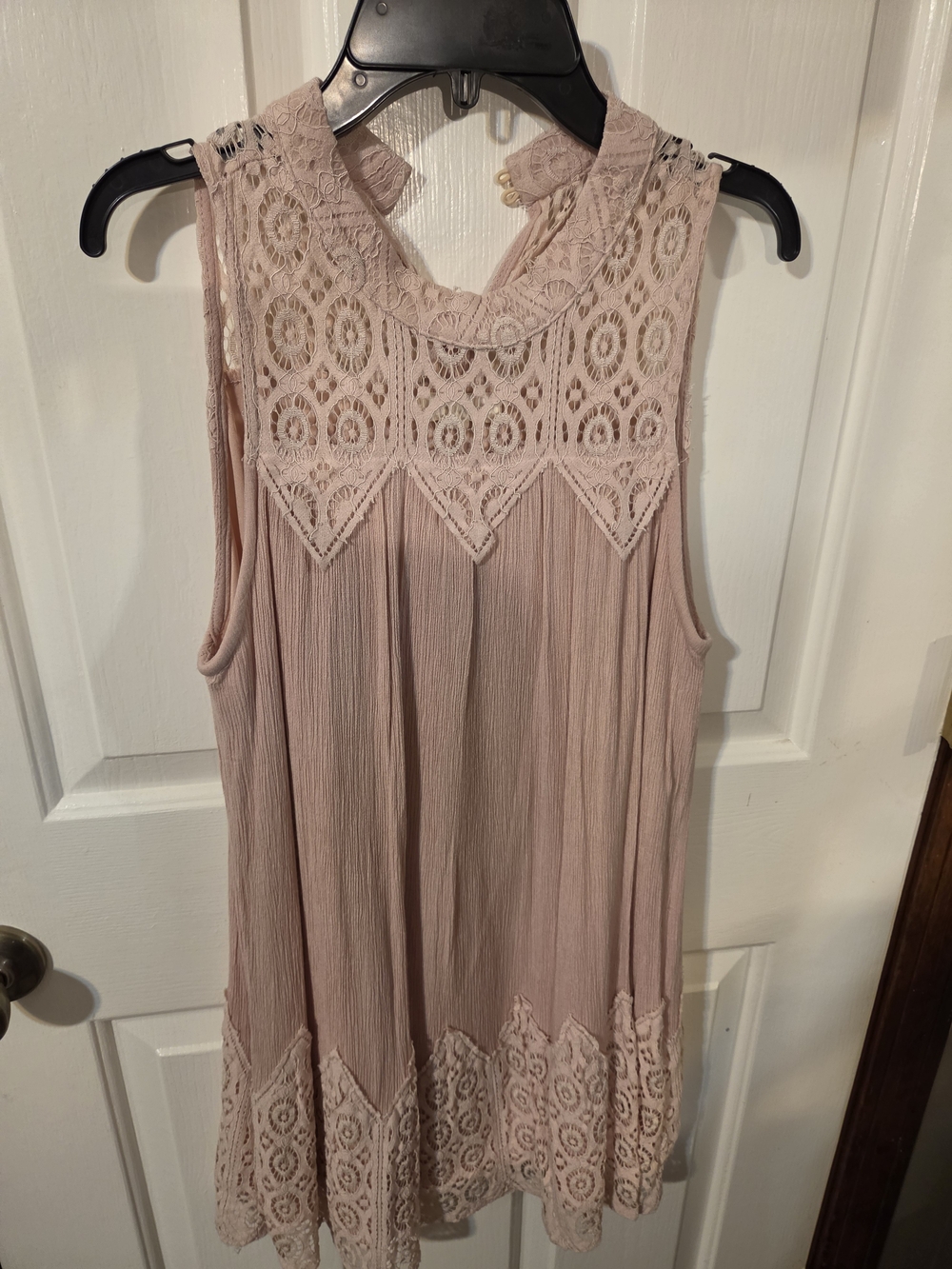 entro Blush Pink Lace Trim Sleeveless Swing Dress